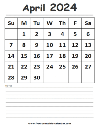 2024 calendar april printable
