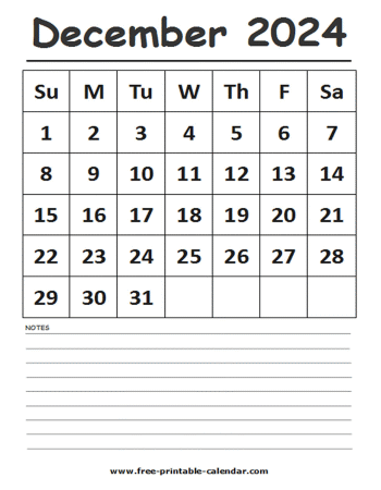 2024 calendar december printable