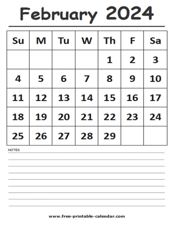 2024 calendar february printable