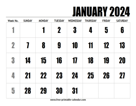 2024 january calendar