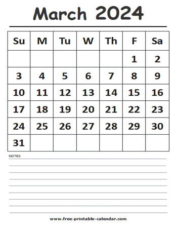 2024 calendar march printable