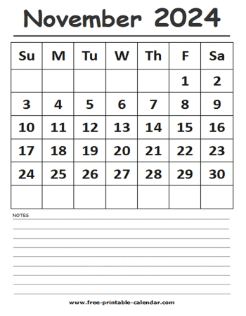 2024 calendar november printable
