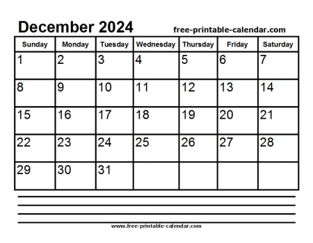 2024 december calendar printable