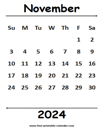 2024 november calendar