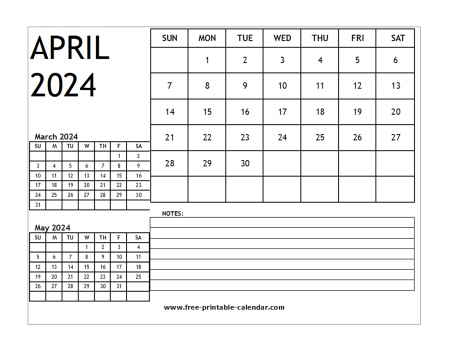 2024 calendar april