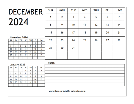 2024 calendar december