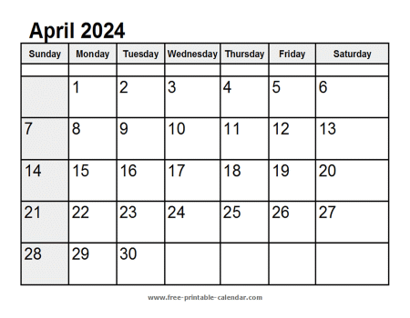 calendar april 2024