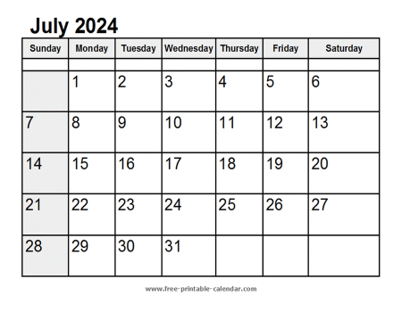 calendar july 2024