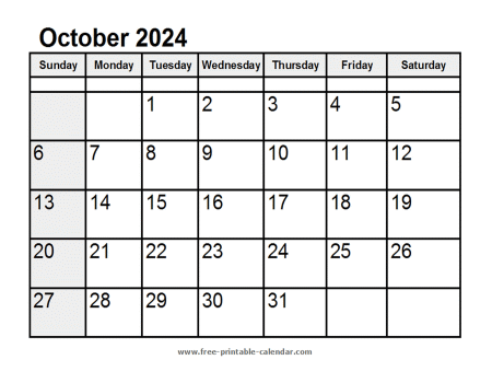 calendar october 2024