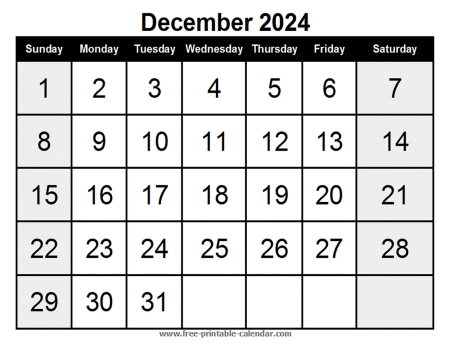 calendar december 2024