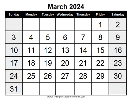 calendar march 2024