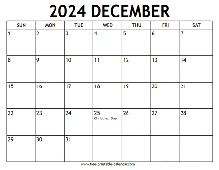 december 2024 calendar With US holidays