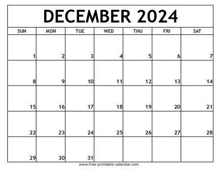 december 2024 printable calendar