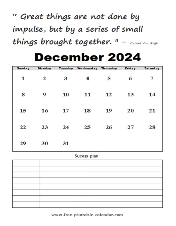 december calendar 2024 printable