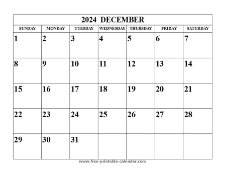 december 2024 calendar