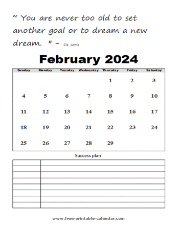 february calendar 2024 printable