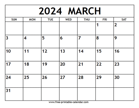 march 2024 calendar