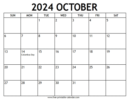 october 2024 calendar With US holidays