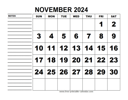 printable calendar november 2024