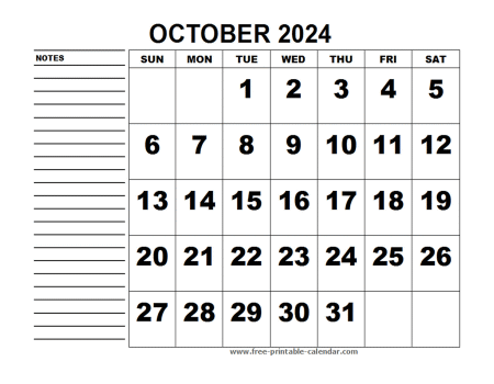 printable calendar october 2024