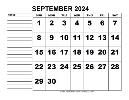 printable calendar september 2024