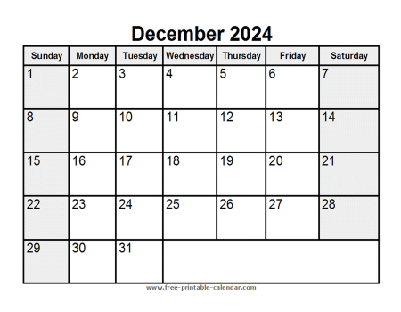 printable december 2024 calendar