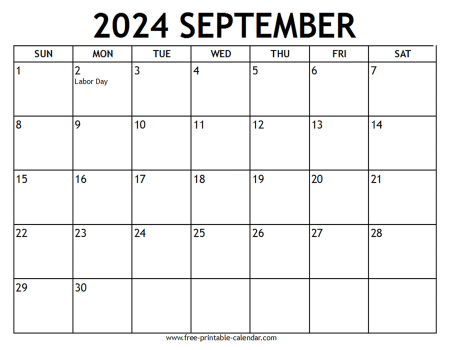september 2024 calendar With US holidays