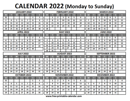 2022 calendars