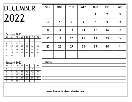 2022 calendar december