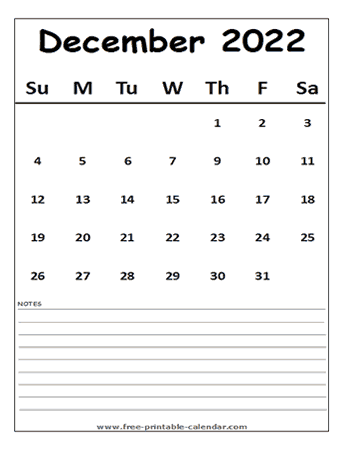 calendar 2022 december