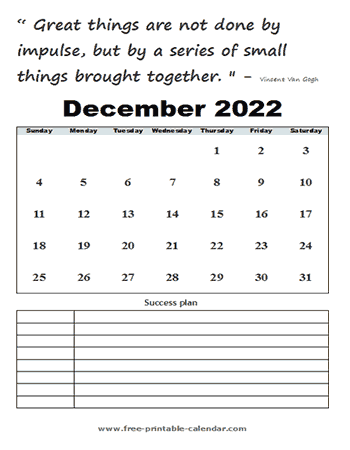 december calendar 2022 printable