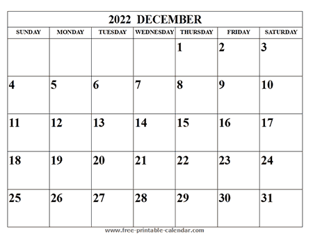 december 2022 calendar