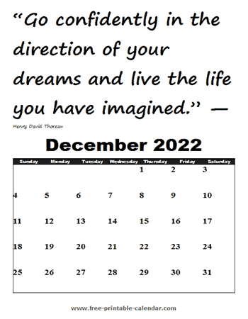 december calendar 2022