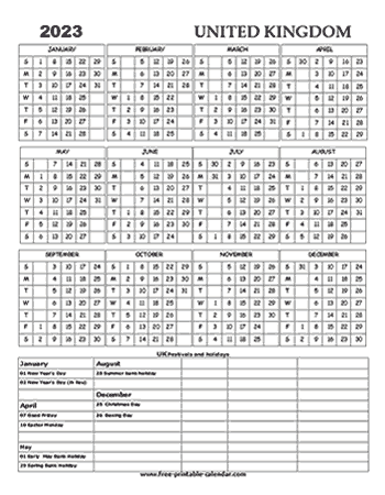 2023 UK holiday calendar