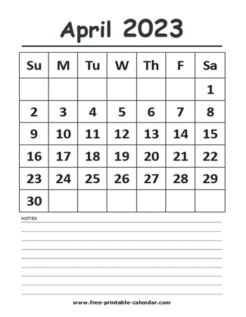 2023 calendar april printable
