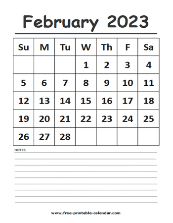 2023 calendar february printable