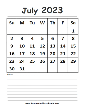 2023 calendar july printable