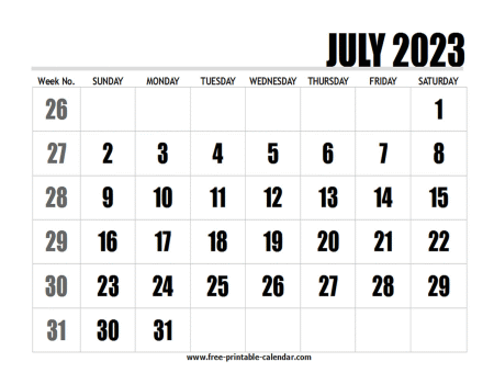 2023 july calendar