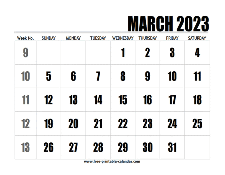 2023 march calendar