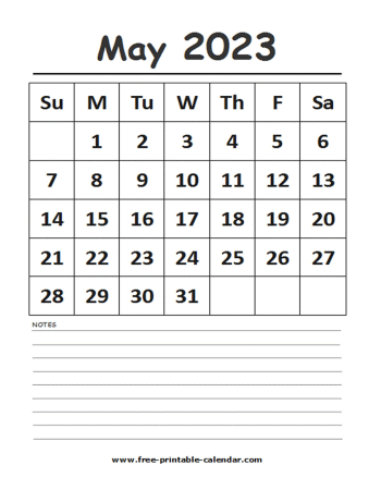 2023 calendar may printable