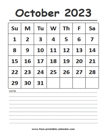 2023 calendar october printable