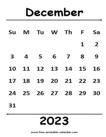 2023 december calendar