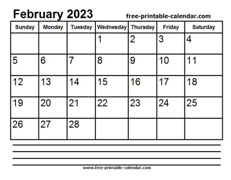 2023 february calendar printable