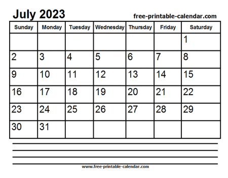 2023 july calendar printable