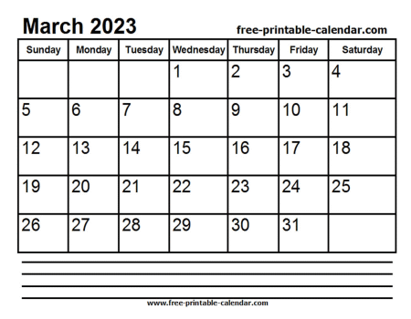 2023 march calendar printable