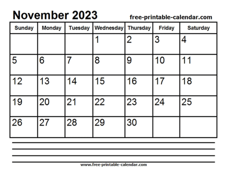 2023 november calendar printable