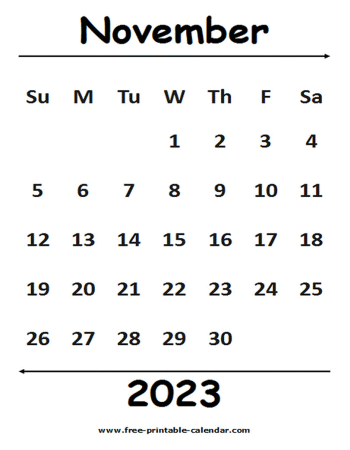 2023 november calendar