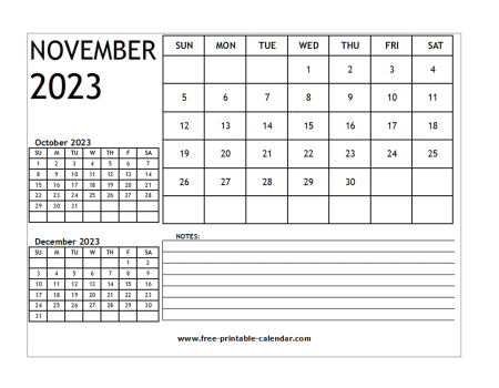 2023 calendar november