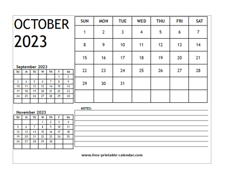 2023 calendar october