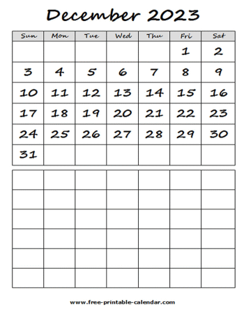 2023 december calendar